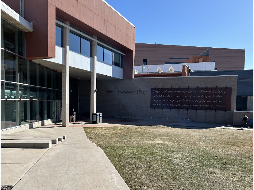 First Amendment plaza  - part of the communication building where the Lumberjack offices are located